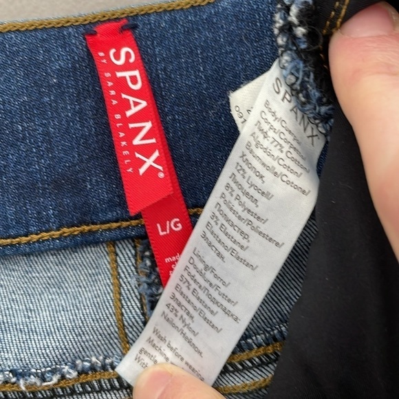 SPANX Jeans Women's L Large Blue Distressed Denim Skinny Stretch - Picture 8 of 11